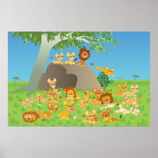 Kundenspezifischer Druck des Cartoon-Löwe-Stolzes Plakatdrucke