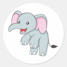 Kundenspezifischer glücklicher stehender Elefant Runder Aufkleber