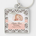 Kundenspezifisches Baby-Damast-Foto Keychain Rosa  Schlüsselbänder