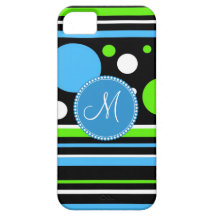 Kundenspezifisches Monogramm-aquamarines Grün Stri Hülle Fürs iPhone 5