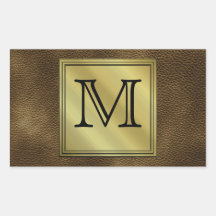 Kundenspezifisches Monogramm-Druckbild. Brown Rechteckige Sticker