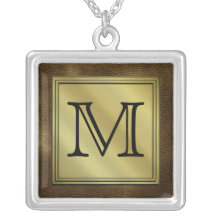 Kundenspezifisches Monogramm-Druckbild. Brown Selbst Gestaltete Halskette