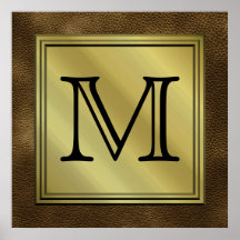 Kundenspezifisches Monogramm-Druckbild. Brown Plakatdruck