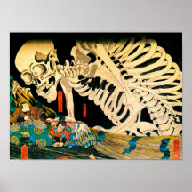 Kuniyoshi Skelett zusammengerufen von der Hexe Plakatdrucke