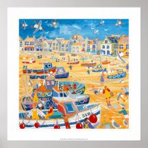 Kunst-Druck: Boote und Seile, St. Ives, Cornwall Plakatdruck