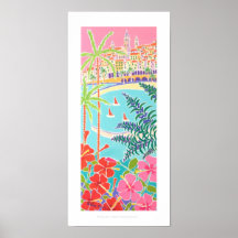 Kunst-Druck: In die Bucht segeln, Menton, Frankrei Plakat