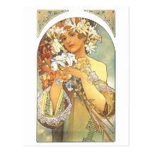 Kunst Nouveau - Alphonse Mucha "Blume " Postkarte