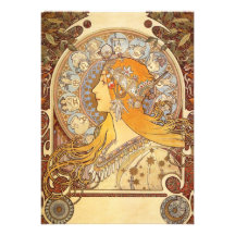 Kunst Nouveau Alphonse Mucha Tierkreis-Einladungen