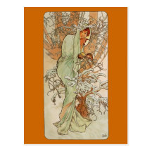 Kunst Nouveau - Alphonse Mucha - Winter Postkarte