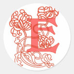 Kunst Nouveau Blumen"e-" Monogramm Runder Aufkleber