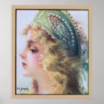 Kunst Nouveau, das schöne Frau malt Plakatdrucke