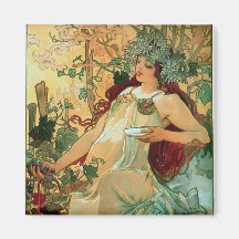 Kunst Nouveau ~ Herbst durch Alphonse Mucha Kühlschrankmagnet