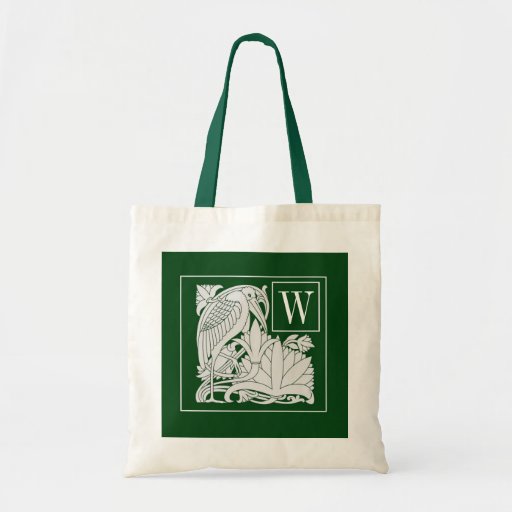 Kunst Nouveau Reiher-Monogramm-Taschen-Tasche