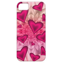 Künstlerischer Blumenfall mit Pinkherzen iPhone 5 Hüllen