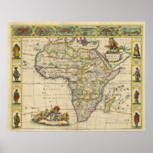 Kupfer gravierte Karte von kontinentalem Afrika im Posterdrucke