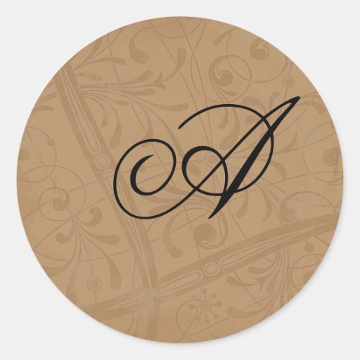 Kupferner Wirbels-Monogramm-Umschlag Aufkleber