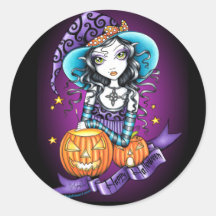 Kürbis-Hexe-Aufkleber "Lisas" Halloween