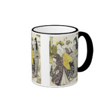 Kurtisane auf Promenade, Gokyo, 1780s überfallen Kaffeetasse