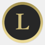 L:: Monogramm L elegantes Gold und schwarze Aufkle