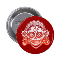 La Catrina Zuckerschädel-Knopf Buttons
