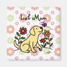 Labrador-Mamma u. grünes Blumen Kühlschrankmagnete