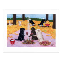 Labradors Herbst-Spaß Postkarten