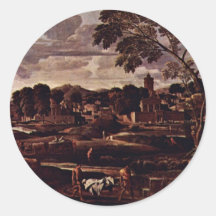 Landschaft mit der Beerdigung des Phocus durch Nic Runde Aufkleber