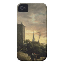 Landschaft mit einem Turm (Öl auf Leinwand) iPhone 4 Cover