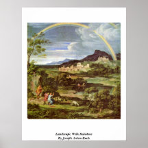 Landschaft mit Regenbogen durch Joseph Anton Koch Plakate