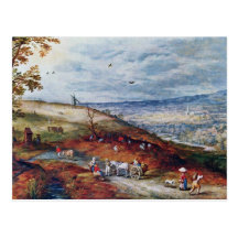 Landschaft mit Windmühle durch Bruegel D. Ä. Jan.  Postkarte
