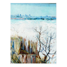Landschaft w Arles, Vintager Winter Van Gogh Snowy Postkarte