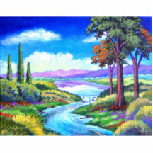 Landschaftsfluss-Malerei-Kunst - multi Foto Figur