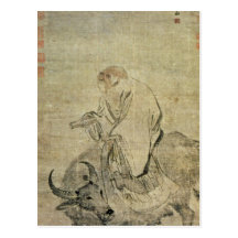 Lao-tzu, der seinen Ochsen, Chinesen, Ming-Dynasti Postkarte