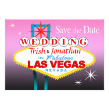 Las Vegas, das Save the Date - Rosa Wedding ist Personalisierte Einladungskarte