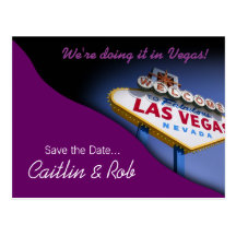 Las Vegas Save the Date (lila) Postkarten