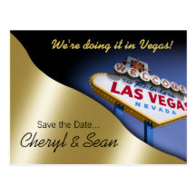 Las Vegas Save the Date (metallisches helles Gold) Postkarte