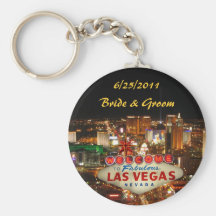 Las Vegas-Streifen-Braut u. Bräutigam Keychain Schlüsselband