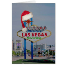 Las Vegas-Zeichen mit Sankt-Kappen-frohe Weihnacht