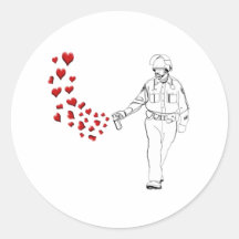 Lässiger Pfeffer-Spray-Polizist mit Herzen Runde Sticker