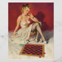 Lässt Spiel ein Spiel - Retro Pinup-Mädchen Bedruckte Flyer