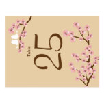 Latte u. rosa Kirschblüten-Wedding Tischnummer Postkarte