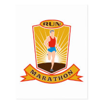 laufendes Rennenlaufschild des Marathonläufers Postkarten