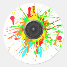 Lautsprecher-Spritzer - DJ-Musik-Disc-Jockey-Audio Runde Aufkleber