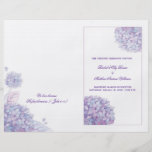 Lavendelhydrangeas-weiße Hochzeit gefaltete Progra Personalisierte Flyer