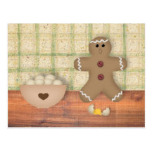 Lebkuchen-Mann "Oops" Rezept-Karte Postkarten