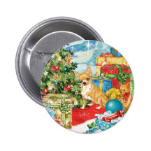 Lebkuchen wünscht Chihuahua-Weihnachtskunst Anstecknadelbutton