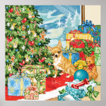 Lebkuchen wünscht Chihuahua-Weihnachtskunst Poster