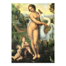 Leda und Schwan durch Leonardo da Vinci, Renaissan Personalisierte Einladungskarte