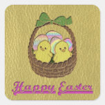 Leder-Blick Ostern-Korb Quadratsticker