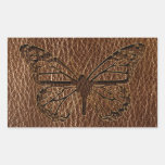 Leder-Blick Schmetterling Rechteckige Aufkleber